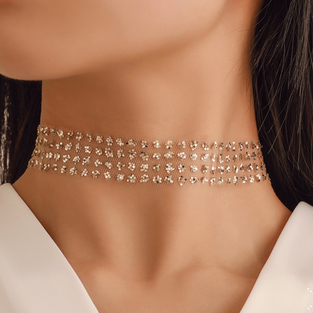 ✨5/$30- SILVER Glitter Choker style Necklace